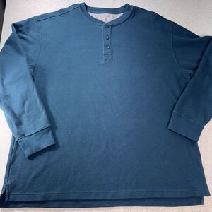 Redhead Teal Blue Long Sleeve 3 Button Waffle Thermal Mens Size 2XL Runs Big